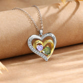 Custom Heart Pendant with Birthstones